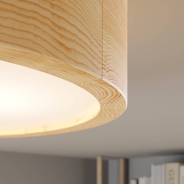 TEMAR LIGHTING Cleo mennyezeti lámpa, Ø 27.5cm, 2-lámpás, fenyőfa, E27, dimmelhető, Világos fa, Nappali / Étkező, Modern