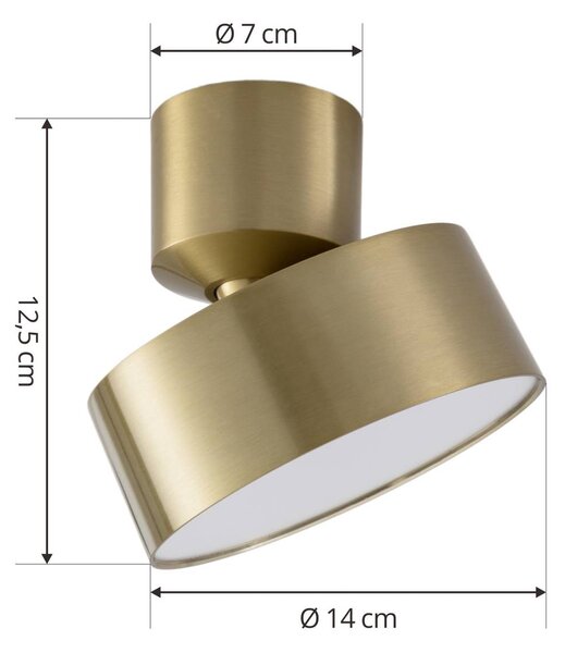Lindby Nivoria LED-es spotlámpa, Ø 14 cm, arany színű, forgatható, forgatható, Sárgaréz / arany, Nappali / Étkező, Alumínium, Modern