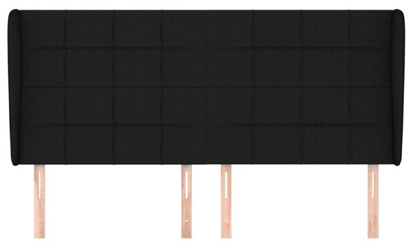 HomeElegance Fekete Szárnyas Ágyfejtámla - Szövet - 203x23x118/128cm