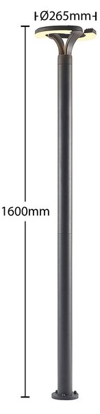 Lindby LED kültéri lámpa Keily, kör, antracit, fém, Fekete, Alumínium, Modern