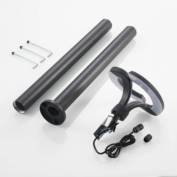 Lindby LED kültéri lámpa Keily, kör, antracit, fém, Fekete, Alumínium, Modern