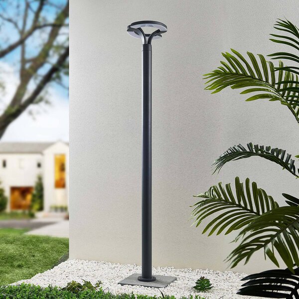 Lindby LED kültéri lámpa Keily, kör, antracit, fém, Fekete, Alumínium, Modern