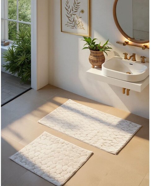 Krémszínű fürdőszobai kilépő szett 2 db-os 60x100 cm Rabbit – Foutastic