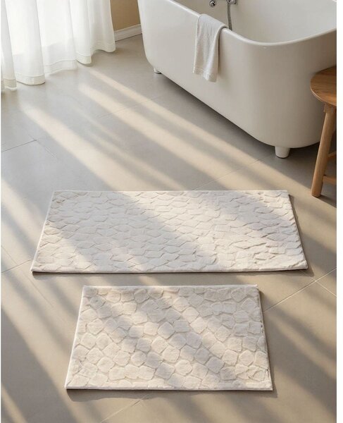 Krémszínű fürdőszobai kilépő szett 2 db-os 60x100 cm Rabbit – Foutastic