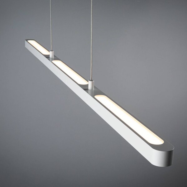 Paulmann LED függő világítás Lento, fehér, 100 cm, felfelé/lefelé irányuló, dimmelhető, Fehér / opál, Nappali / Étkező, Alumínium, Modern