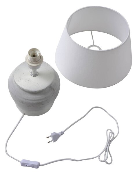 Lindby Aelith asztali lámpa, Ø 30 cm, fehér, kerámia, E27, Fehér / opál, Nappali / Étkező, Textil / szövet / selyem, Vidéki otthon / Rusztikus