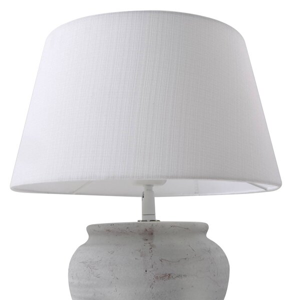 Lindby Aelith asztali lámpa, Ø 30 cm, fehér, kerámia, E27, Fehér / opál, Nappali / Étkező, Textil / szövet / selyem, Vidéki otthon / Rusztikus
