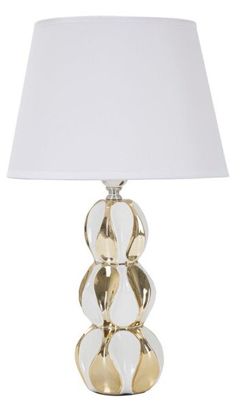 Fehér-aranyszínű kerámia asztali lámpa textil búrával (magasság 46 cm) Glam Balls – Mauro Ferretti