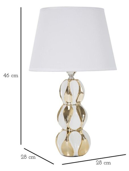 Fehér-aranyszínű kerámia asztali lámpa textil búrával (magasság 46 cm) Glam Balls – Mauro Ferretti