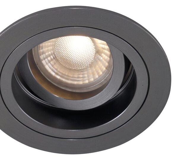 6 darabos modern, fegyverszürke, süllyesztett spotlámpa szett GU10 50mm kerek dönthető - Chuck