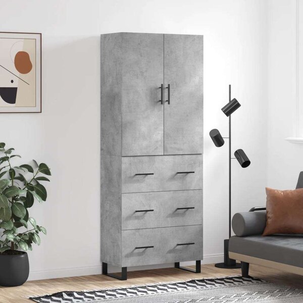 Modern Magasszekrény - Beton Szürke - 69,5x34x180 cm