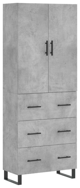 Modern Magasszekrény - Beton Szürke - 69,5x34x180 cm