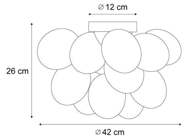 Design mennyezeti lámpa fekete borostyán és füstüveg 4-lámpás - Uvas