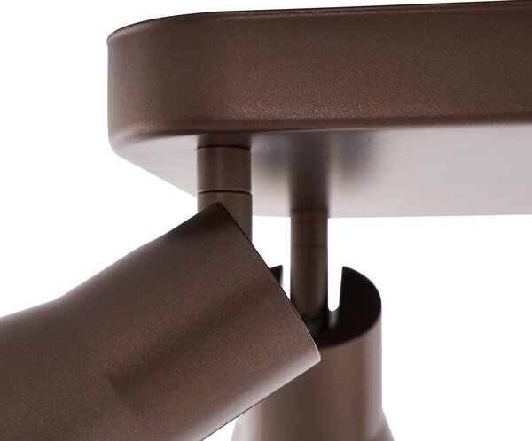Sötét bronz GU10 mennyezeti spotlámpa, 50 mm-es négyzet alakú, 4 fényforrással - Stanley