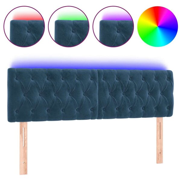 Bársony Fejtámla LED-del - Sötétkék - 144cm