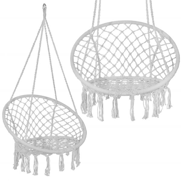 Springos makramé Függőfotel 79x80x120cm- Szürke