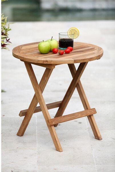 Teakfa kerek kerti tárolóasztal ø 50 cm Mitan – Garden Pleasure