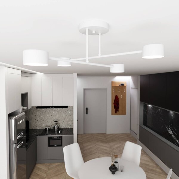 EMIBIG LIGHTING Mennyezeti világítás 4. üzemmód, acél, 4 izzós, GX53, fehér, dimmelhető, Fehér / opál, Nappali / Étkező, fém, Modern