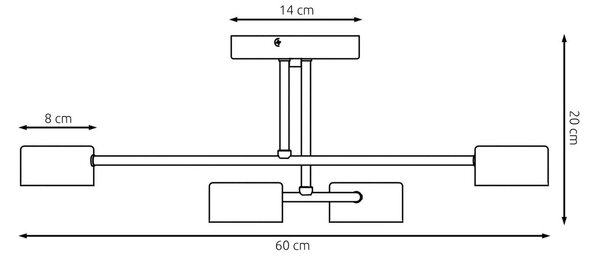 EMIBIG LIGHTING Mennyezeti világítás 4. üzemmód, acél, 4 izzós, GX53, fehér, dimmelhető, Fehér / opál, Nappali / Étkező, fém, Modern