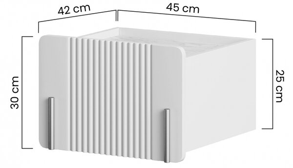 Malmi 45 cm-es függő éjjeliszekrény fiókkal - kasmír / crema bianca / arany