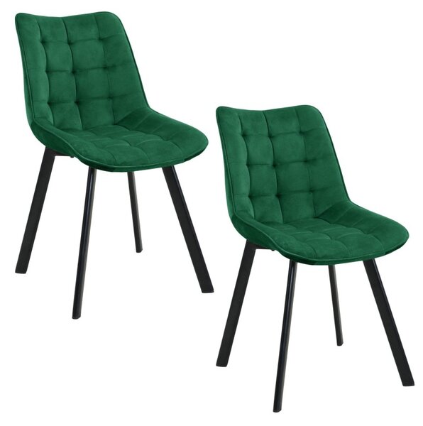 2 db Kárpitozott steppelt bársony szék Sj.28 | Zöld