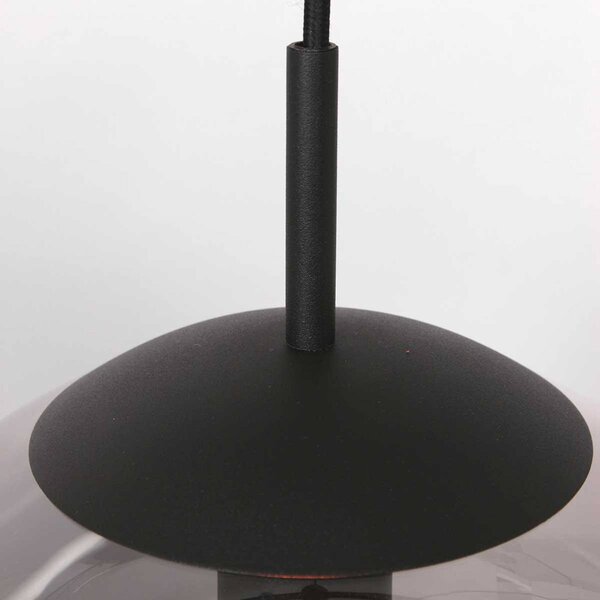 Steinhauer Bollique függőlámpa, fekete, Ø 20 cm, üveg, 1-lámpás, gömb alakú, dimmelhető, Fekete, Nappali / Étkező, fém
