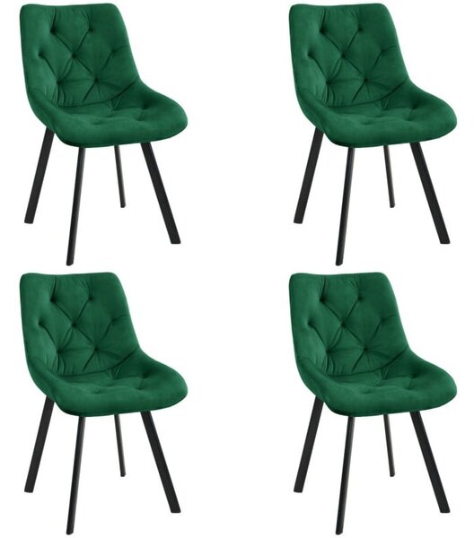 4 db Kárpitozott steppelt bársony szék SJ.33 | Zöld