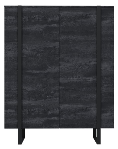 Verica magas komód 120 cm kétajtós - fekete beton / fekete lábak