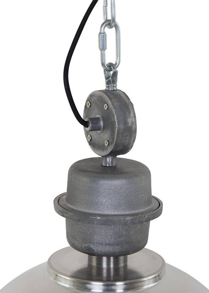 Steinhauer Bikkel függőlámpa, Ø 42 cm, acél színű, fém, üveg, E27, dimmelhető, Alu / szürke / cink, Konyha, fém, Indusztriális dizájn