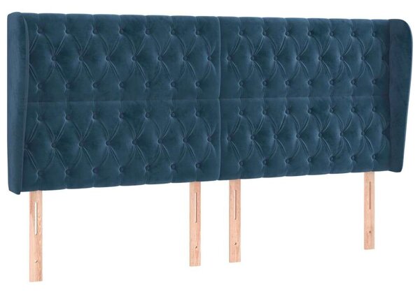 HomeElegance Bársony Fejtámla Szárnyakkal - Sötétkék - 203x23x118/128cm