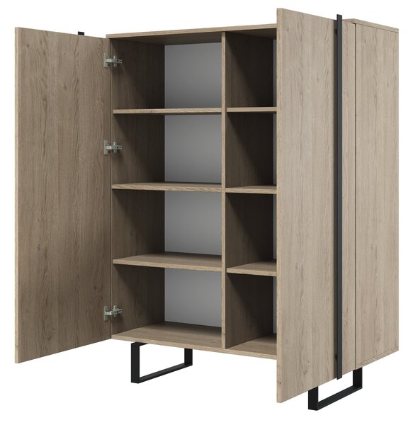 Verica magas komód 120 cm kétszárnyú - biszkvit tölgy / fekete lábak