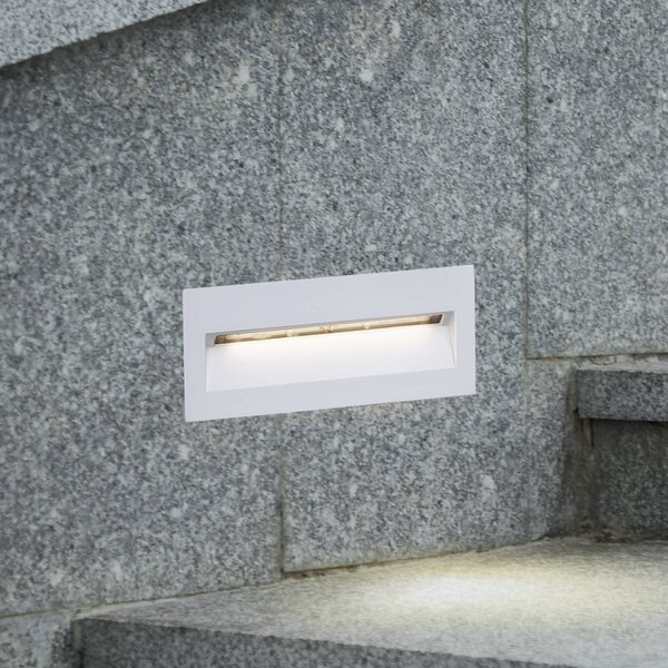 Lucande LED-es fali lámpa Loya, 23 x 8 cm, fehér, IP54, Fehér / opál, Alumínium, Modern