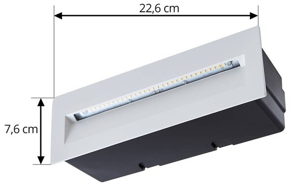 Lucande LED-es fali lámpa Loya, 23 x 8 cm, fehér, IP54, Fehér / opál, Alumínium, Modern