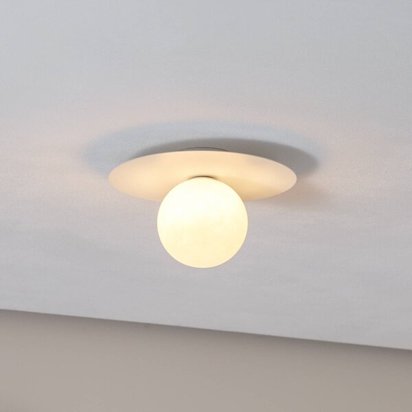 TK Lighting Pixie mennyezeti lámpa, fehér, üveg, Ø 25 cm, gömb, G9, dimmelhető, Fehér / opál, Nappali / Étkező, fém, Modern