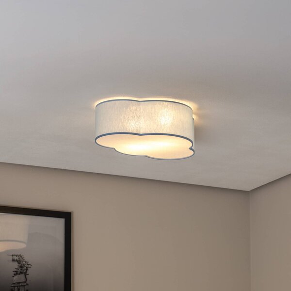 TK Lighting Mennyezeti világítás Cloud, kék, 43 cm hosszú, textil, felhő, E27, dimmelhető, Kék, Gyermekszoba, Textil / szövet / selyem, Fiatalos életstílus