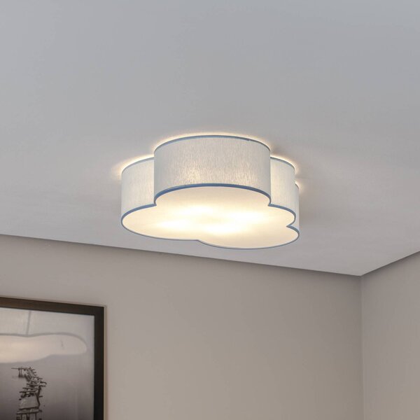 TK Lighting Mennyezeti világítás Cloud, kék, 63 cm hosszú, textil, felhő, E27, dimmelhető, Kék, Gyermekszoba, Textil / szövet / selyem, Fiatalos életstílus