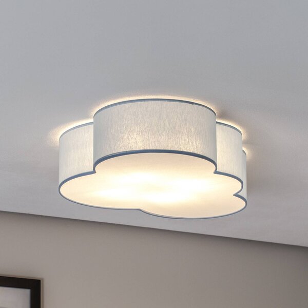 TK Lighting Mennyezeti világítás Cloud, kék, 63 cm hosszú, textil, felhő, E27, dimmelhető, Kék, Gyermekszoba, Textil / szövet / selyem, Fiatalos életstílus