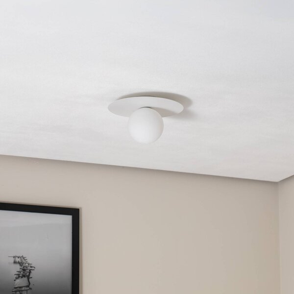 TK Lighting Pixie mennyezeti lámpa, fehér, üveg, Ø 25 cm, gömb, G9, dimmelhető, Fehér / opál, Nappali / Étkező, fém, Modern