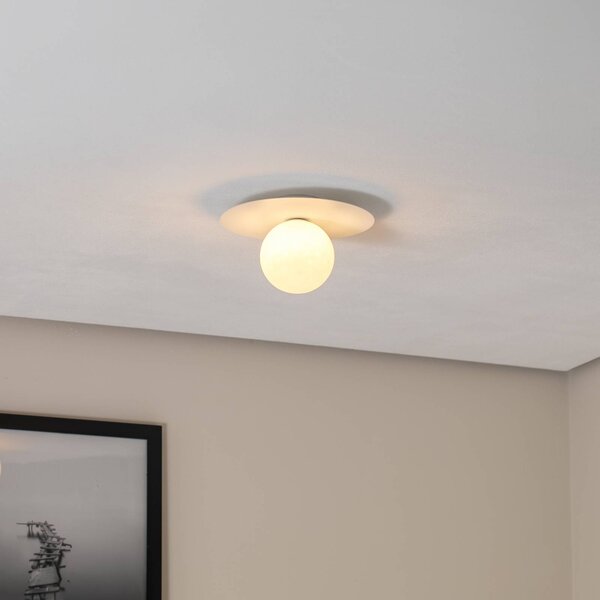 TK Lighting Pixie mennyezeti lámpa, fehér, üveg, Ø 25 cm, gömb, G9, dimmelhető, Fehér / opál, Nappali / Étkező, fém, Modern