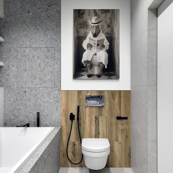 Kép zebra újsággal a WC-n