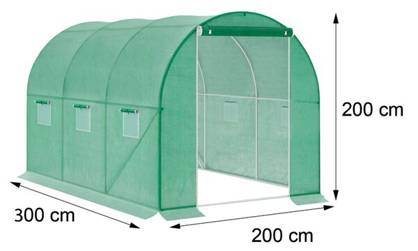 Fóliasátor 200x200x300 cm erősített vázzal+fólia