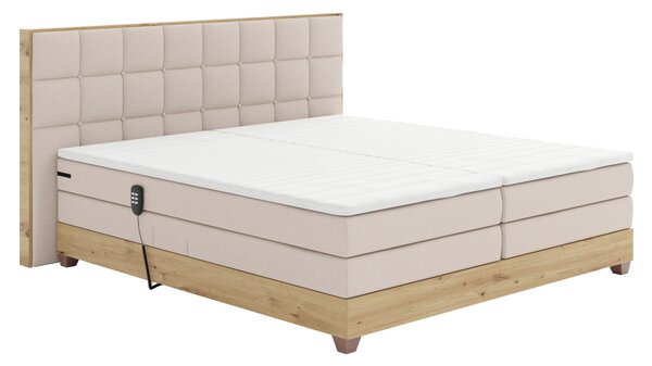 KONDELA Elektromos állítható ágy, boxspring, bézs/artisan tölgy, 160x200, TIANA