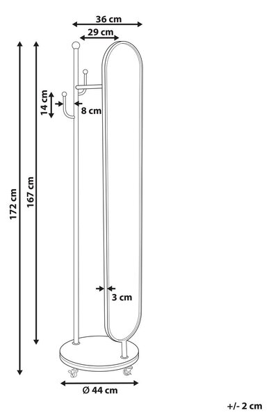 Ruhafogas tükörrel LORENA 172 cm Fém Arany