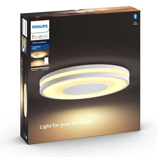 Philips Hue White Ambiance Being mennyezeti lámpa fehér, dimmelhető, Fehér / opál, Nappali / Étkező, Alumínium, Modern