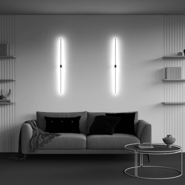 Maytoni LED-es fali lámpa Pars, 105 cm, fekete/arany, alumínium, Fekete, Nappali / Étkező, Alumínium, Modern