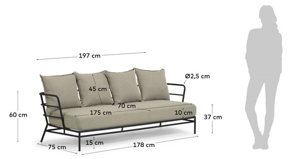 Mareluz bézs fémszerkezetű kerti kanapé - Kave Home