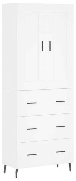 Modern Fehér Magasszekrény - 3 Fiók, 2 Ajtó - 180 cm