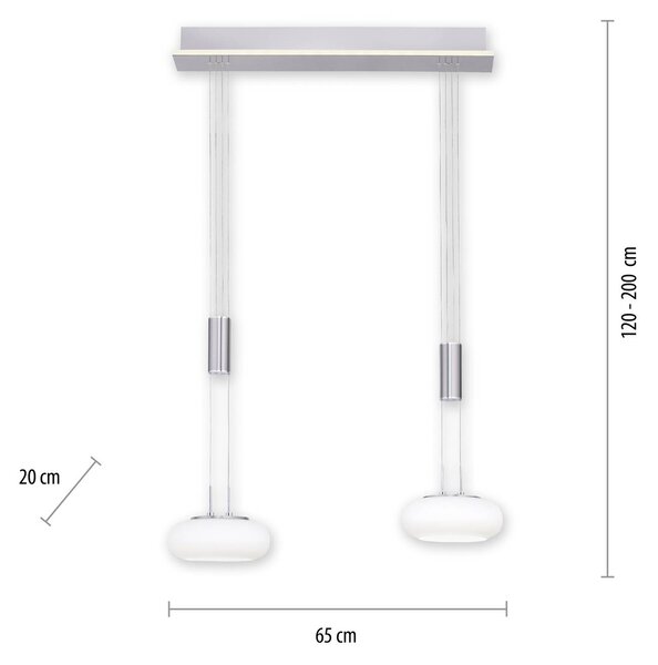 Q-Smart-Home Paul Neuhaus Q-ETIENNE LED függőlámpa, 2 izzós, dimmelhető, Alu / szürke / cink, Nappali / Étkező, fém, Modern
