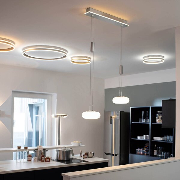 Q-Smart-Home Paul Neuhaus Q-ETIENNE LED függőlámpa, 2 izzós, dimmelhető, Alu / szürke / cink, Nappali / Étkező, fém, Modern