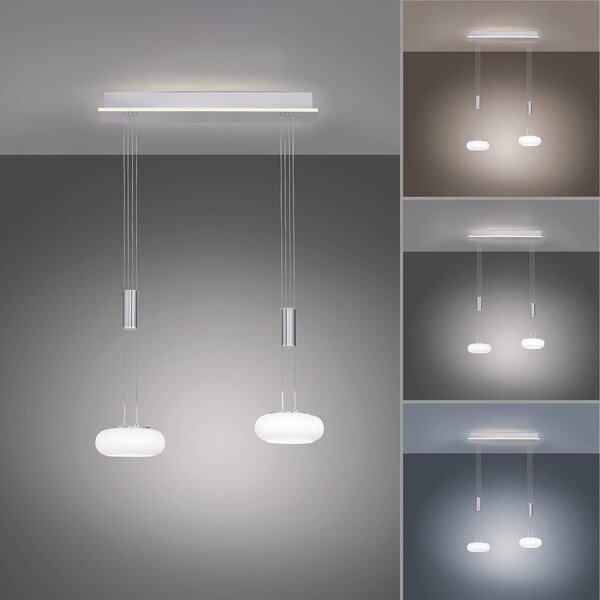 Q-Smart-Home Paul Neuhaus Q-ETIENNE LED függőlámpa, 2 izzós, dimmelhető, Alu / szürke / cink, Nappali / Étkező, fém, Modern